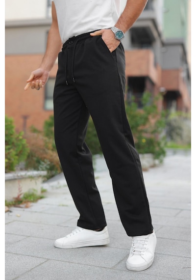 Vento Elegante Siyah Jogger Pantolon Fermuarlı Siyah Renk