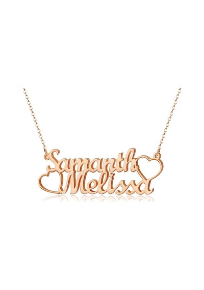 Gümüş İki İsimli Kolye Rose Gold