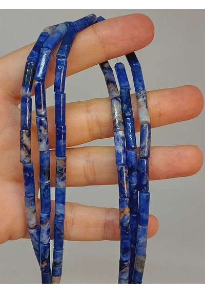 Bileklik Boy Sodalit Taşı Silindir Kesim 4x12.5mm Yarım Dizi 49364 18cm Uzunluğundadır Çok Renkli