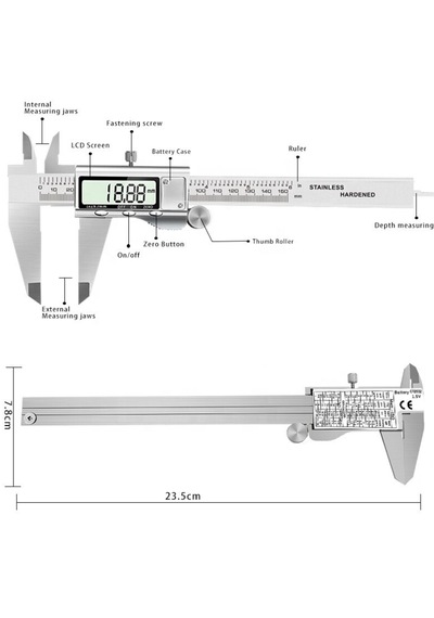 150 Mm Dijital Kumpas Metal Kasa