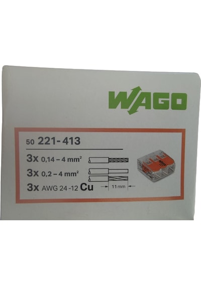 WAGO 3LÜ BUAT KLEMENSİ 221-413 -
