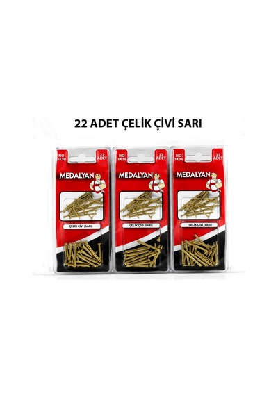 Medalyan Dl-71 Çelik Çivi 3x30 Sarı - 22 Adet- 12'li Paket Diğer