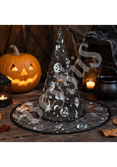 Beysüs Halloween Cadılar Bayramı Şapka Şeffaf Gümüş Tüm Yaşlar