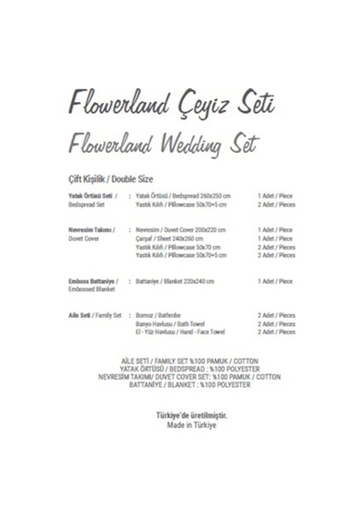 Flowerland Çift Kişilik Çeyiz Seti 16 Parça Cappuccino