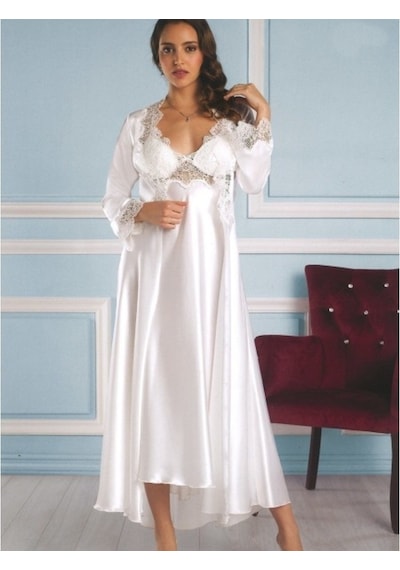 Pierre Cardin 6030 Ipek Saten Sabahlık 6 Lı Set Takımı Pudra