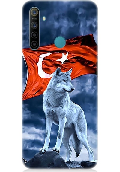 Realme 6i Uyumlu Silikon Kılıf Kurt Göktürk Ve Bayrak