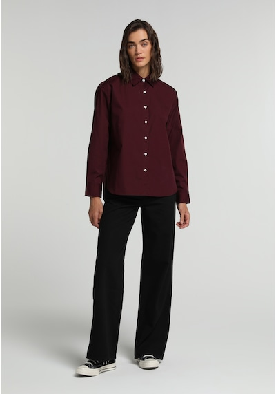 Colin's Colins Boyfriend Fit Shirt Neck Düz Kadın Bordo Uzun Kol Gömlek Cl1081481 Q1.v1 Bur