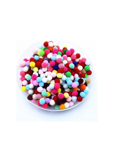 12mm Renkli Karışık Yumuşak Ponpon Peluş 200 Adet Çok Renkli