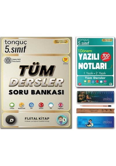 Tonguç Akademi 5. Sınıf Tüm Dersler Soru Bankası Fijital Kitap - 1. Dönem Yazılı Notları Set 2 Kitap