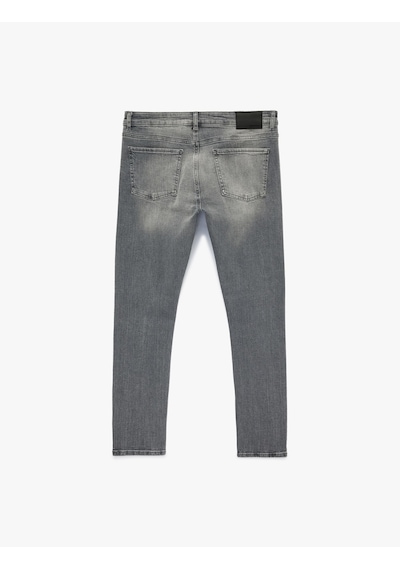 Koton Normal Bel Pamuklu Cepli Skinny Fit Jean Pantolon - Michael Jean Gri 6sam40016nd Gri