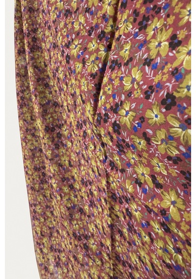 Silk Home Mini Floral Desen Soft Pamuk Eşarp Çikolata