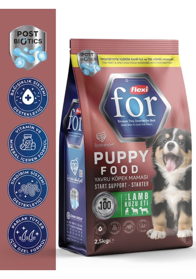 Kuzu Etli Yavru Köpek Maması - Postbiyotik İçerikli Sindirim Destekleyici - 2,5 Kg