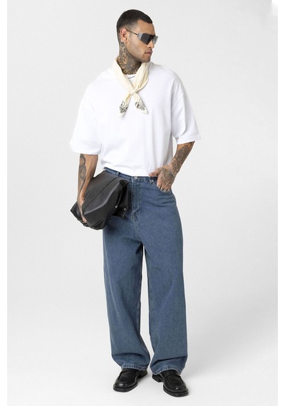 Vamos Super Baggy Fıt Jean V100-01 Destroyed Denim