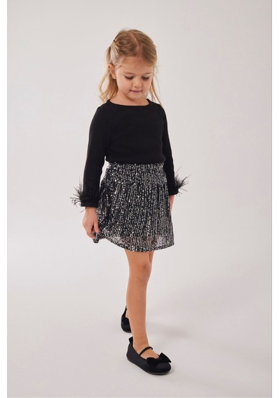 My Kids Wear Kız Çocuk Bayramlık Siyah Payet Etek Takımı 12479 Siyah