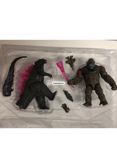 2 Adet Godzılla Kong Aksesuarlı Model Oyuncak Godzilla