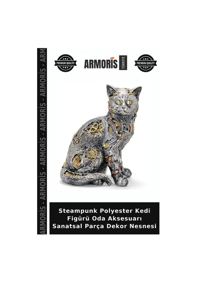 Steampunk Polyester Kedi Figürü Oda Aksesuarı Sanatsal Parça Dekor Nesnesi