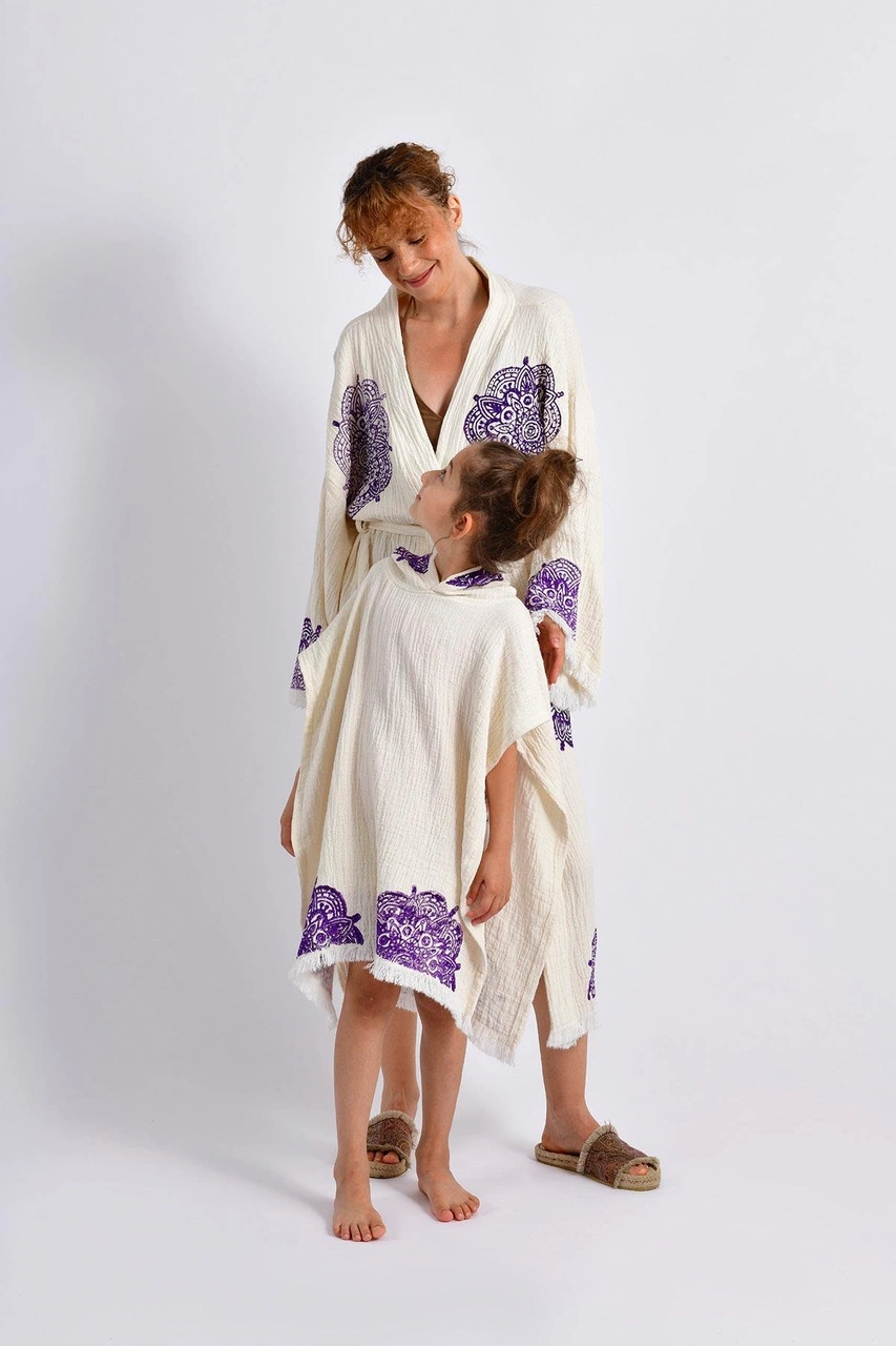 Brandsmithshop Naturel Mandala Kimono &çocuk Panço Set Çok Renkli