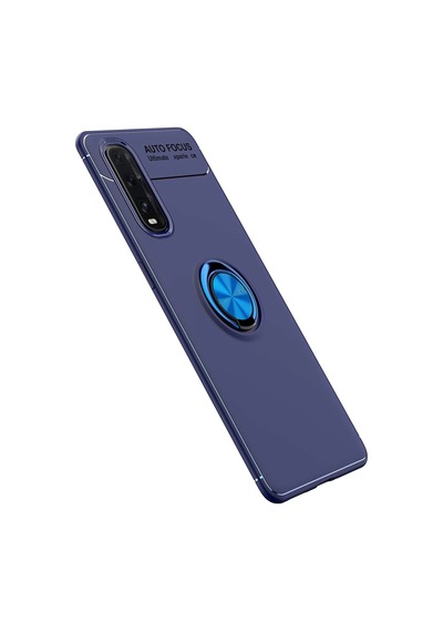 Gld-spt- Newface Oppo Find X2 Kılıf Range Yüzüklü Silikon - Mavi