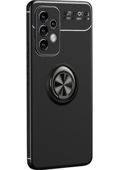 Samsung Uyumlu Galaxy A73 5G Focus Yüzük Standli Silikon Kilif - Siyah 548776649