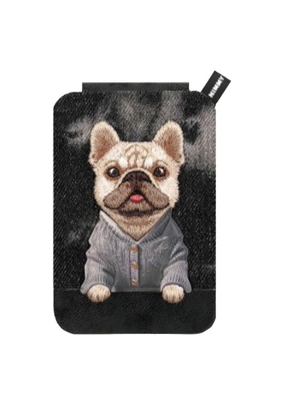Magsafe Uyumlu 3d Nakışlı Kartlık Stand - Hırkalı Siyah Bulldog