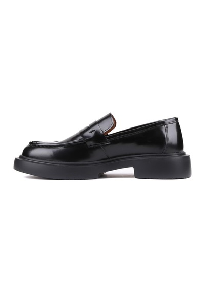 Shoetyle - Siyah Açma Deri Bağcıksız Erkek Klasik Ayakkabı 250-2375-859-siyah