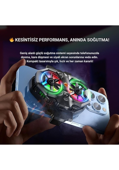 Coofbe Yarı İletken Soğutmalı Çift Fanlı Telefon Soğutucu Soğutma Radyatörü Tüm Telefonlara Uyumlu
