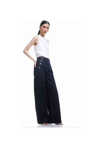 Koton Düğme Detaylı Standart Bel Geniş Paça Jean Pantolon - Wide Leg Jeans Koyu İndigo 5sal40241md Koton Düğme Detaylı Standart Bel Geniş Paça Jean Pantolon - Wide Leg Jeans Koyu İndigo 5sal40241md