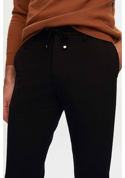D'S Damat Slim Fit Beli Lastikli Bağcıklı Fermuarlı Likralı Rahat Jogger Pantolon 2HC03ORTJGR01 Siyah