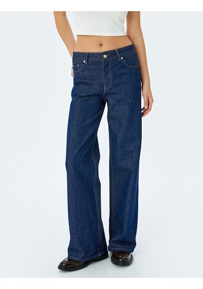Koton Normal Bel Bol Kalıp Geniş Paça Kot Pantolon - Wide Leg Jeans Koyu İndigo 5sal40144md İndigo Koton Normal Bel Bol Kalıp Geniş Paça Kot Pantolon - Wide Leg Jeans Koyu İndigo 5sal40144md İndigo