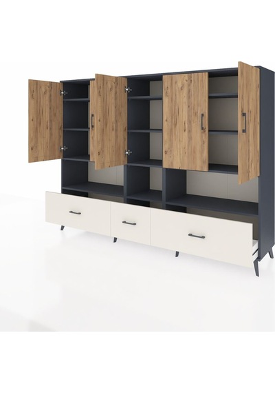 Hyperion Dolap 12 Raflı 3 Çekmeceli 5 Kapaklı 220x44x163 Antrasit Antrasit-çam/aytaşı Hyperion Dolap 12 Raflı 3 Çekmeceli 5 Kapaklı 220x44x163 Antrasit Antrasit-çam/aytaşı