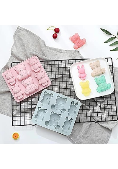3 Boyutlu Mini Sevimli Ayı Şeklinde Silikoz Buz Kalıbı Çok Renkli