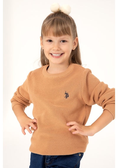 U.S. Polo Assn. Kız Çocuk Camel Bisiklet Yaka Basic Kazak 50293601-VR015