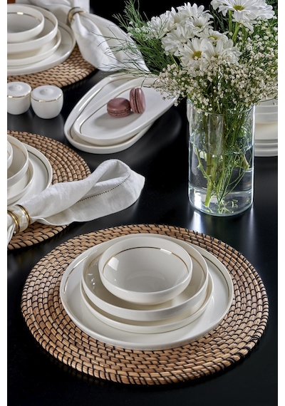 Neva N3455 Velvet Gold 28 Parça Yaldızlı Porselen Yemek Takımı