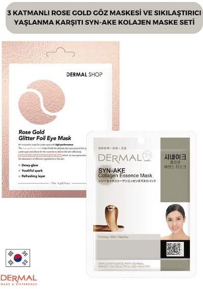 Dermal 3 Katmanlı Rose Gold Göz Maskesi + Sıkılaştırıcı Syn-Akn Kolajen Maskesi