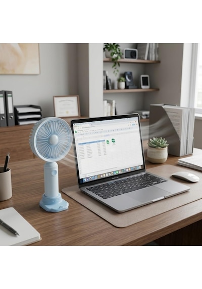Mini-fan Taşınabilir El Fanı, Masaüstü Standlı, Usb Şarjlı, 16 Cm, 3 Kademeli Hız Ayarlı Masaüs