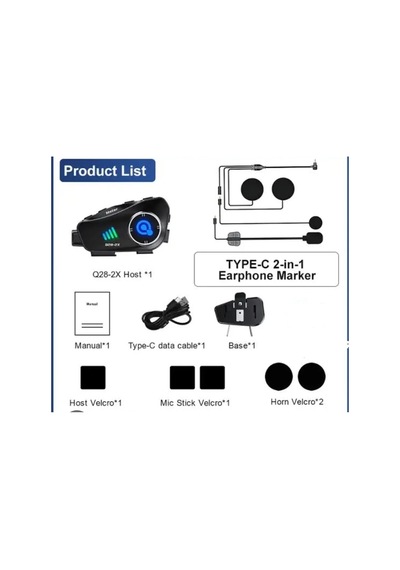 Q28 2x 2 Eşleşmeli Motosiklet Kask Bluetooth Kulaklık 1080p Kamera Su Geçirmez Intercom 06891854