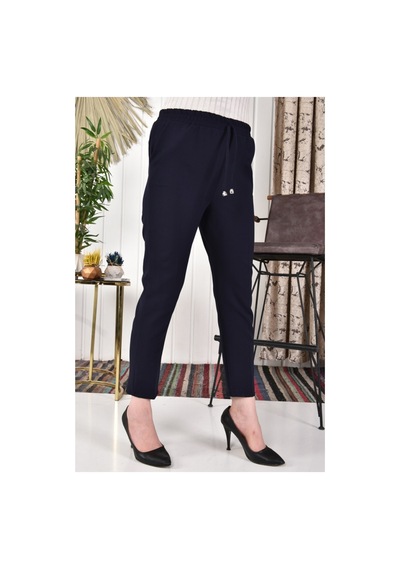 Ggmm Beli Lastikli Dabıl Kumaş Pantolon Lacivert - 621259658 Lacivert