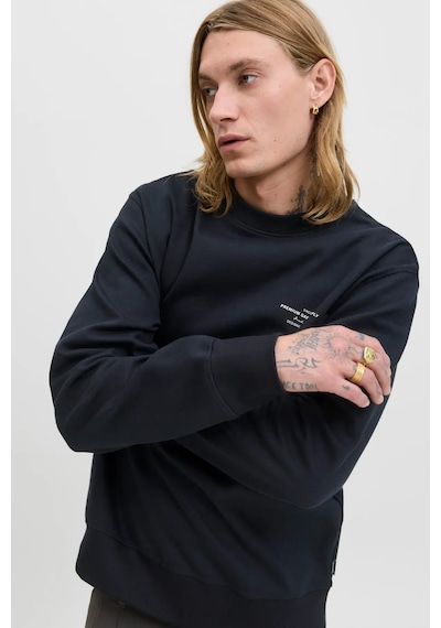 Jack & Jones Erkek Jprblachad Baskılı Bisiklet Yaka Sweatshirt 12261386 Siyah Siyah