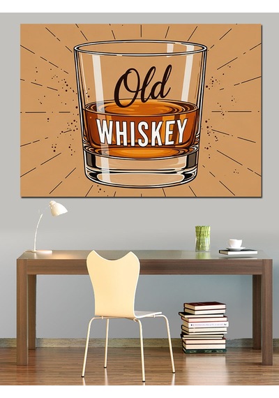 Old Whiskey Klasik Tasarım Dekoratif Kanvas - Mdf Ahşap Tablo