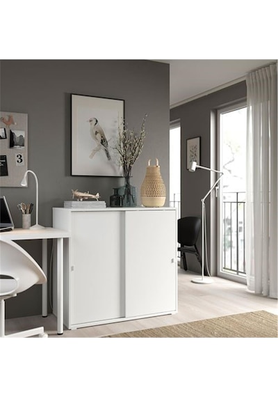 Vıhals Beyaz Renk Sürgü Kapaklı Dolap 95x47x90 Cm