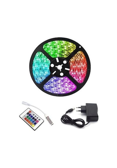 Tedar Rgb Şerit 5 Metre 16 Renkli Kumandalı Adaptörlü Çift Taraflı Bant Najmaddin Standart