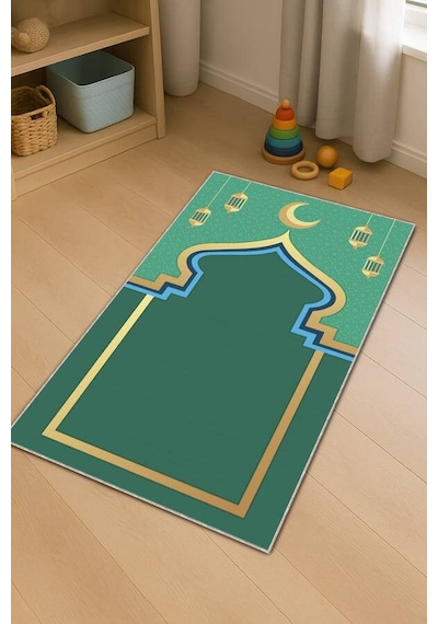 Yeşil Kandilli Unisex Çocuk Seccadesi Cs20n11