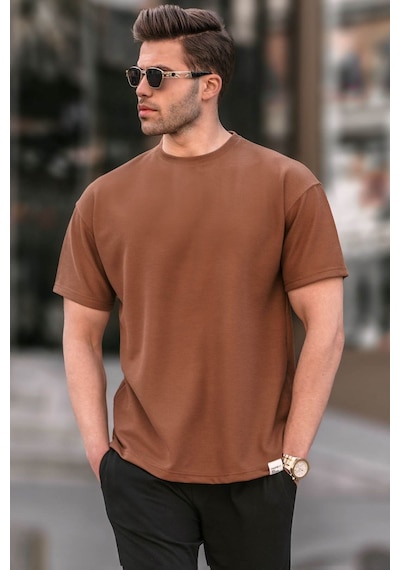 Madmext Kahverengi Regular Fit Basic Erkek Tişört 6099-kahverengi Kahverengi