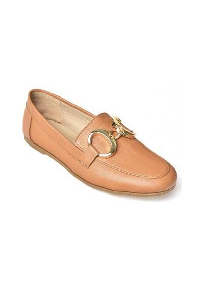 Fox Shoes S291070303 Taba Hakiki Deri Kadın Babet Taba