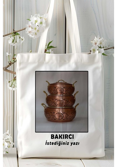 Art Hediye Bakırcı Baskılı Bez Omuz Çantası Kişiye Özel Model 12 Çok Renkli