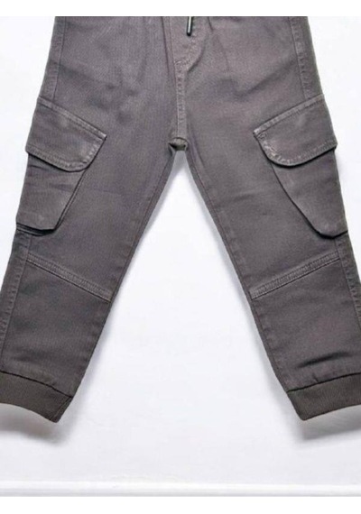 Çikoby Erkek Çocuk Kargo Cep Detaylı Beli Paçası Lastikli Pantolon-14858 Füme