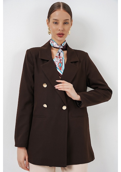 Bigdart Kadın Kruvaze Yaka Blazer Ceket 0722 - Kahverengi