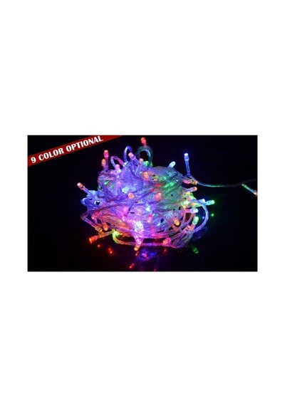10 Mt 100 Led Işık Renkli Noel Yılbaşı Agaç Süsleme Led Süs 9 Fon Diğer
