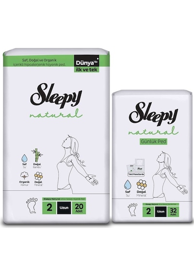 Sleepy Natural Ultra Hassas Hijyenik Ped Uzun 20'li + Günlük Ped Normal 32'li