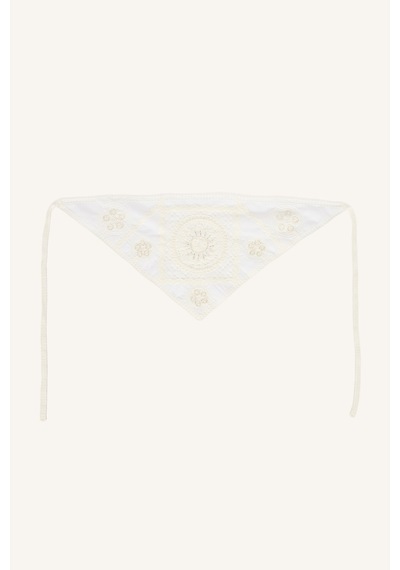 Defacto Kadın Pamuklu Nakışlı Üçgen Bandana I5258ax26wnbg122 Bej-bg122